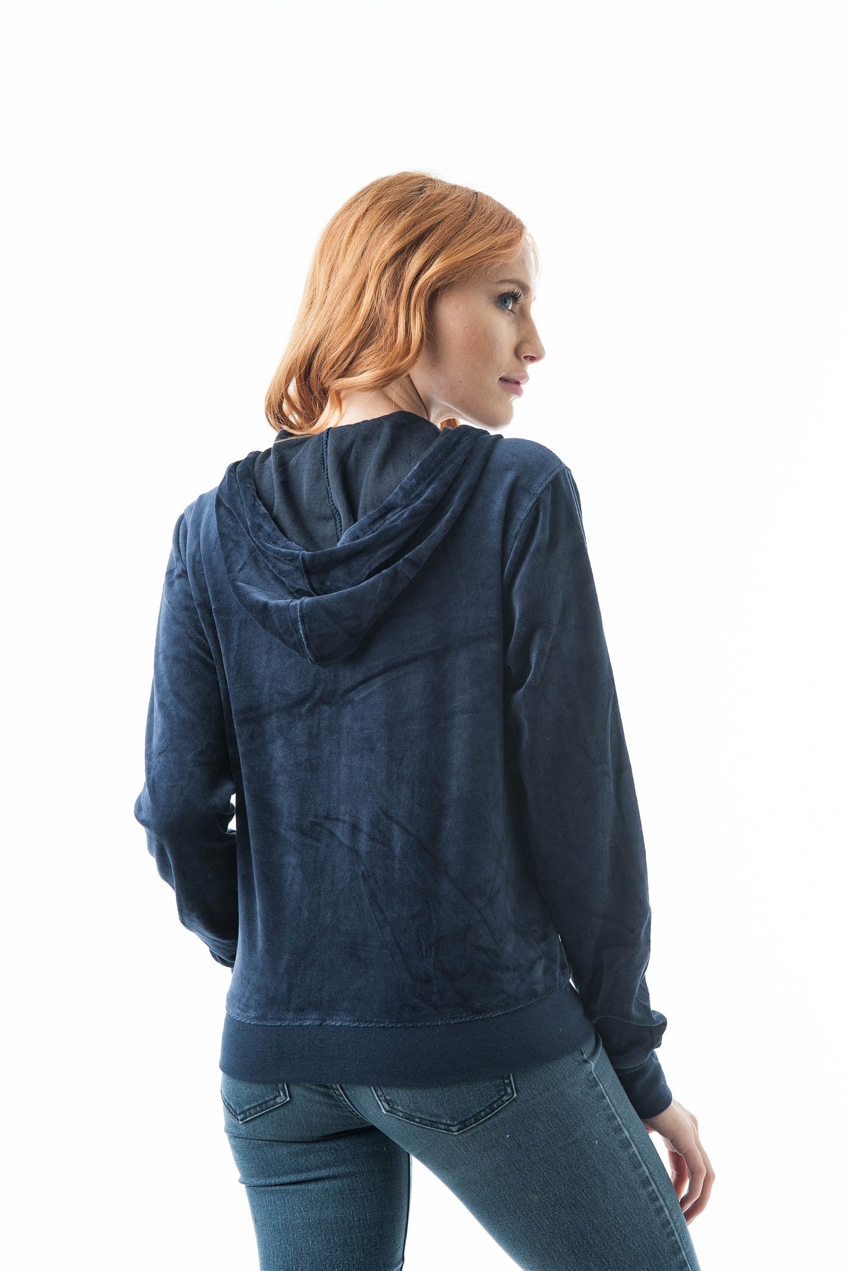 Velvet Velour Long Sleeve Drawstring hoodie Front Pockets Sweater Jacket