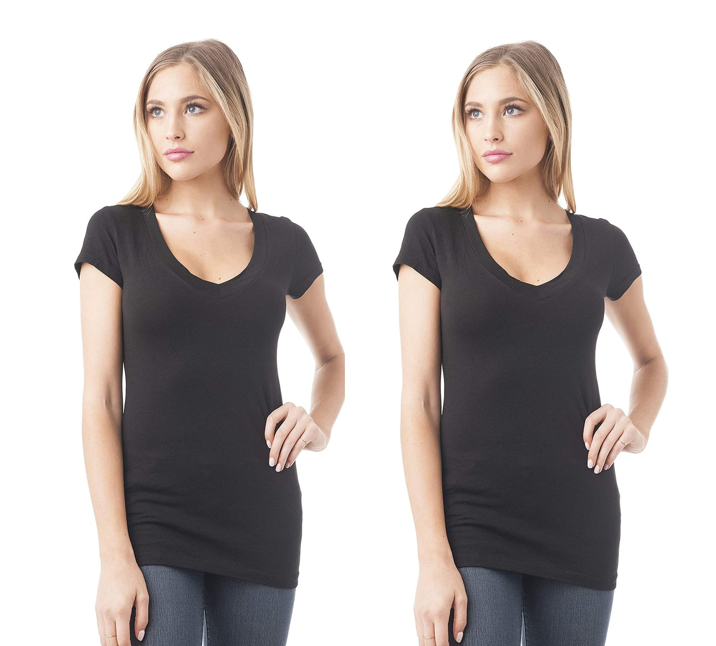 Women's Short Sleeve V-Neck Casual Basic Tee Tank T-Shirt