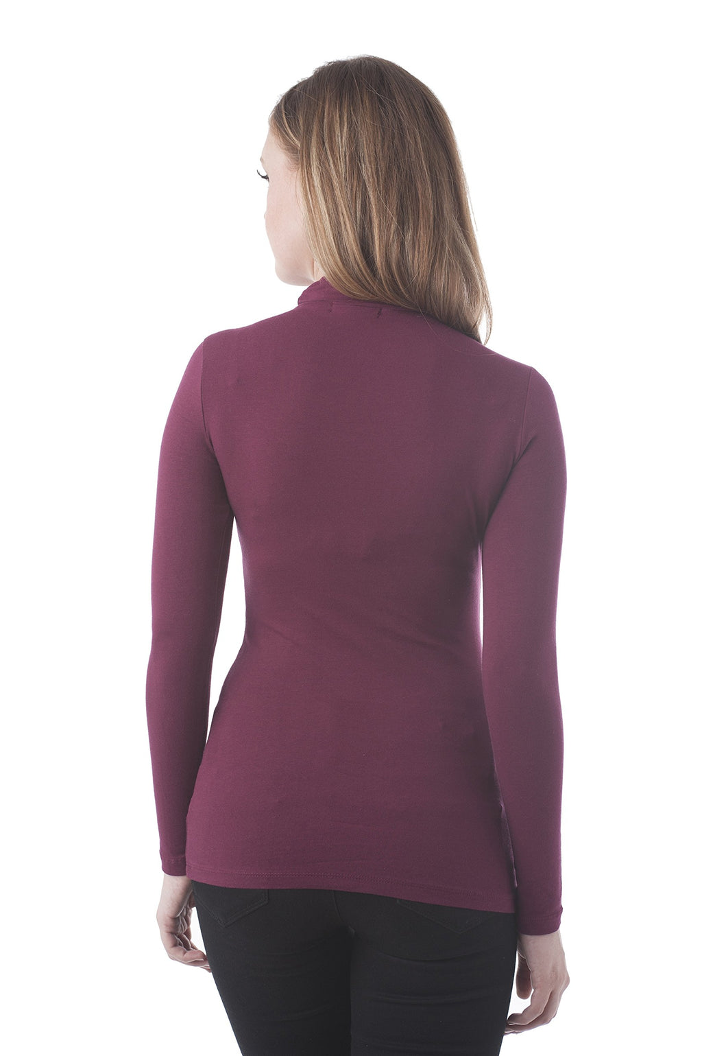 Khanomak Women's Long Sleeve Plain Turtle Neck Top Shirt