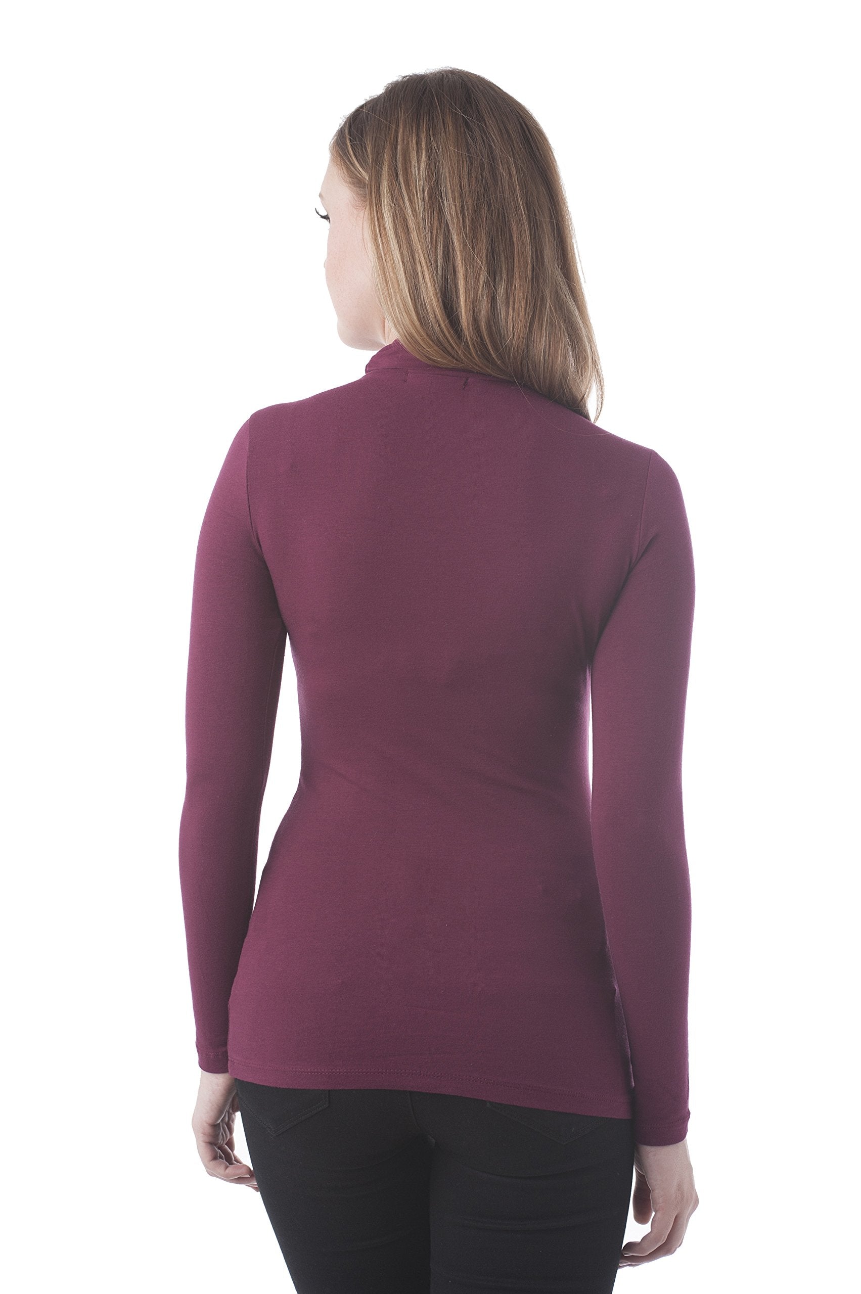 Khanomak Women's Long Sleeve Plain Turtle Neck Top Shirt