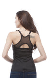 Active Wear tank top with bra and adjustable straps with mesh insert on back (Large, Black)