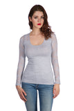 Long sleeve top with lace insert on sleeves and back yoke