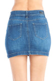 Women's Casual High-Rise Denim Zipper Down Front Jean Stretch Body Con Mini Skirt