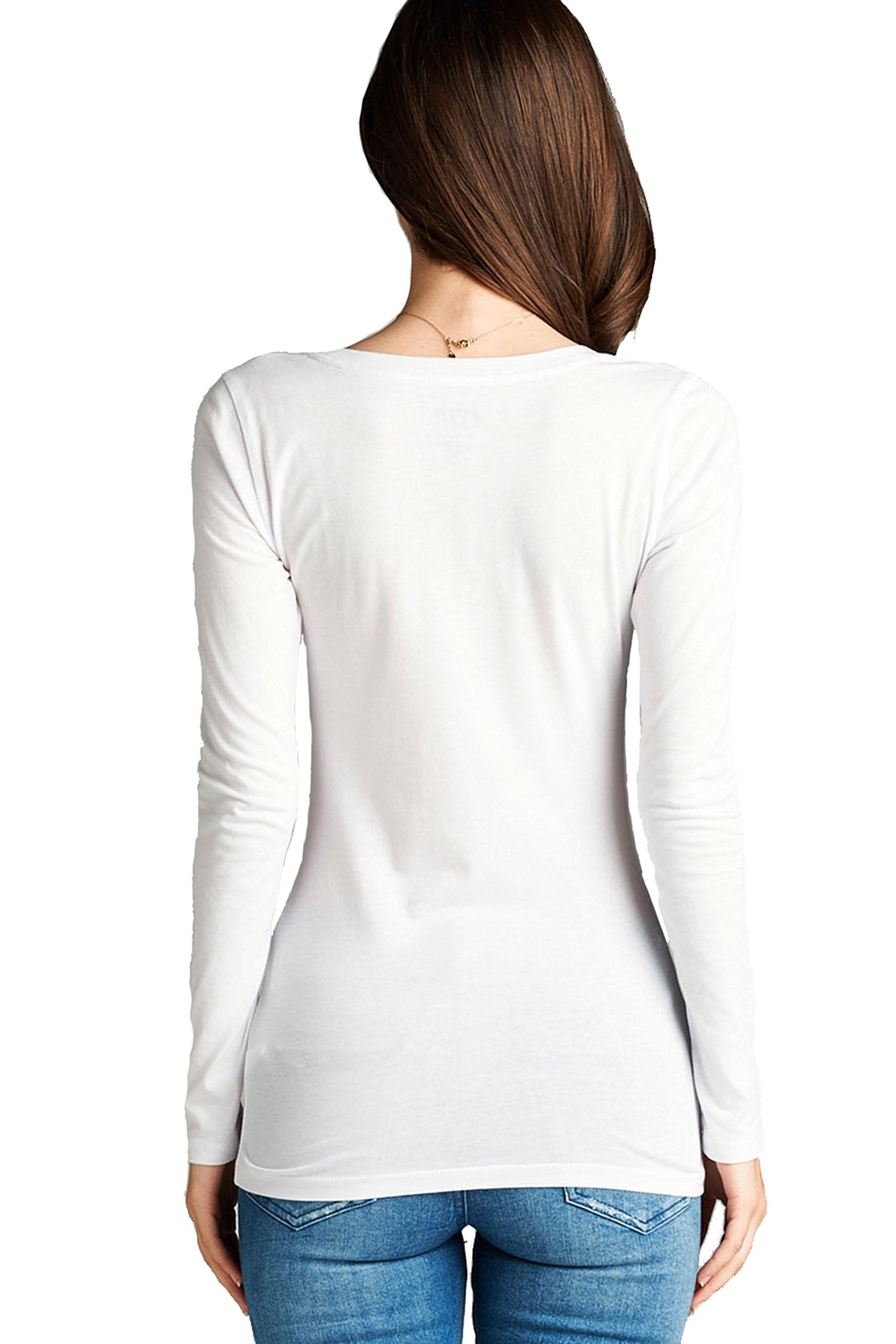 Hollywood Star Fashion Plain Casual Scoop Neck Long Sleeve Top