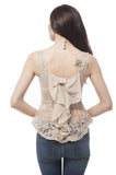 Sleeve Less Sequin lace Ribbon Back Peplum top