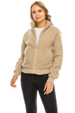 Women's Sherpa Mock Neck Coat Lapel Fleece Fuzzy Faux Shearling Jacket