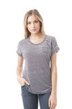 Short Sleeve Burnout Top With Front Pocket