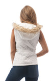 Hollywood Star Fashion Quilted Padded Vest With Fur On The Hoodie