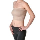 Basic Stretch Layering Seamless Tube Bra Cropped Top Casual Bandeau Juniors (One Size fits All, Khaki)