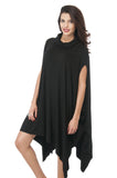 Solid Cowl Neck Top With Asymmetrical Hem Poncho