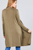 Khanomak Women's Long Sleeve Open Front Long Length Light Weight Cardigan