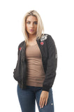 Long Sleeve Bomber Jacket with Patch Trim