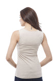 Hollywood Star Fashion V Neck Sleeveless Top With Lace Insert On Sleeves