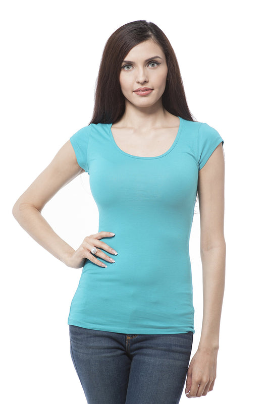 Women's Short Sleeve Basic Cotton Span Top Crop Back