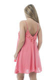 Spaghetti Strap V neck Lace Trim Flowy Dress