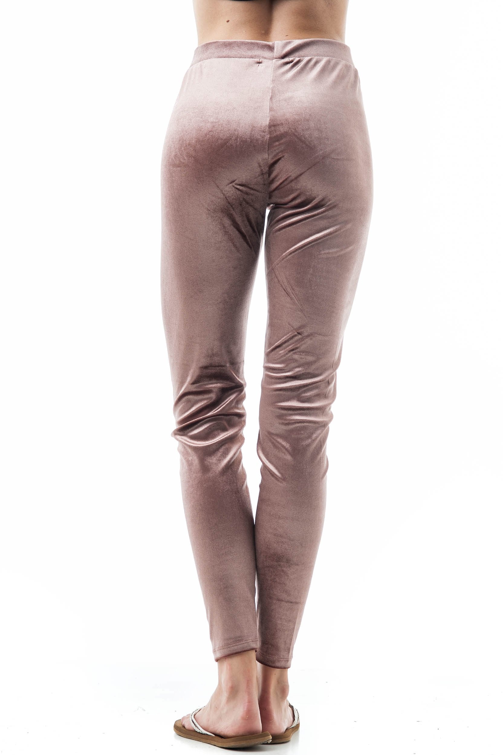 Plain Velvet Velour Elasticized Waistband Legging Pants
