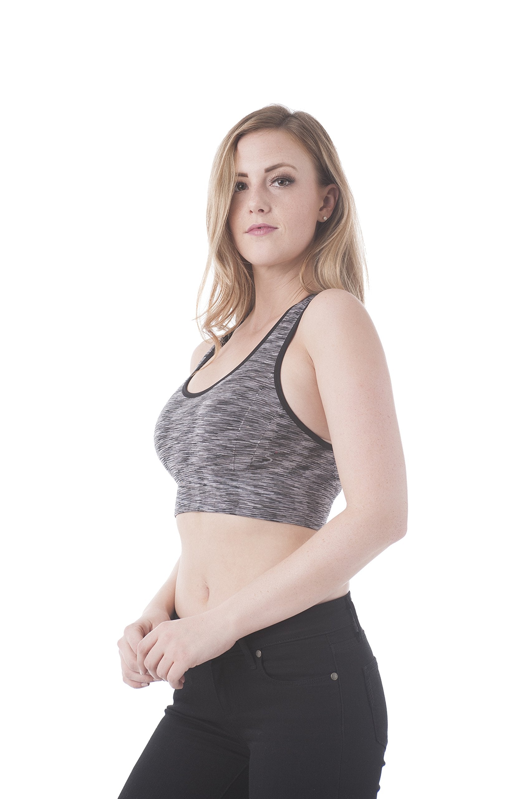 Women's Space Dyed Racer Back Sports Bra Workout Gym