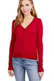 Women's Basic Long Sleeve V Neck Button Down Rayon Sweater Cardigan
