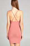 Women's Basic Casual V neck Strappy Bodycon Curve Fitting Dress