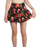 Hollywood Star Fashion Women Worsted Floral print Mini Circle skirt