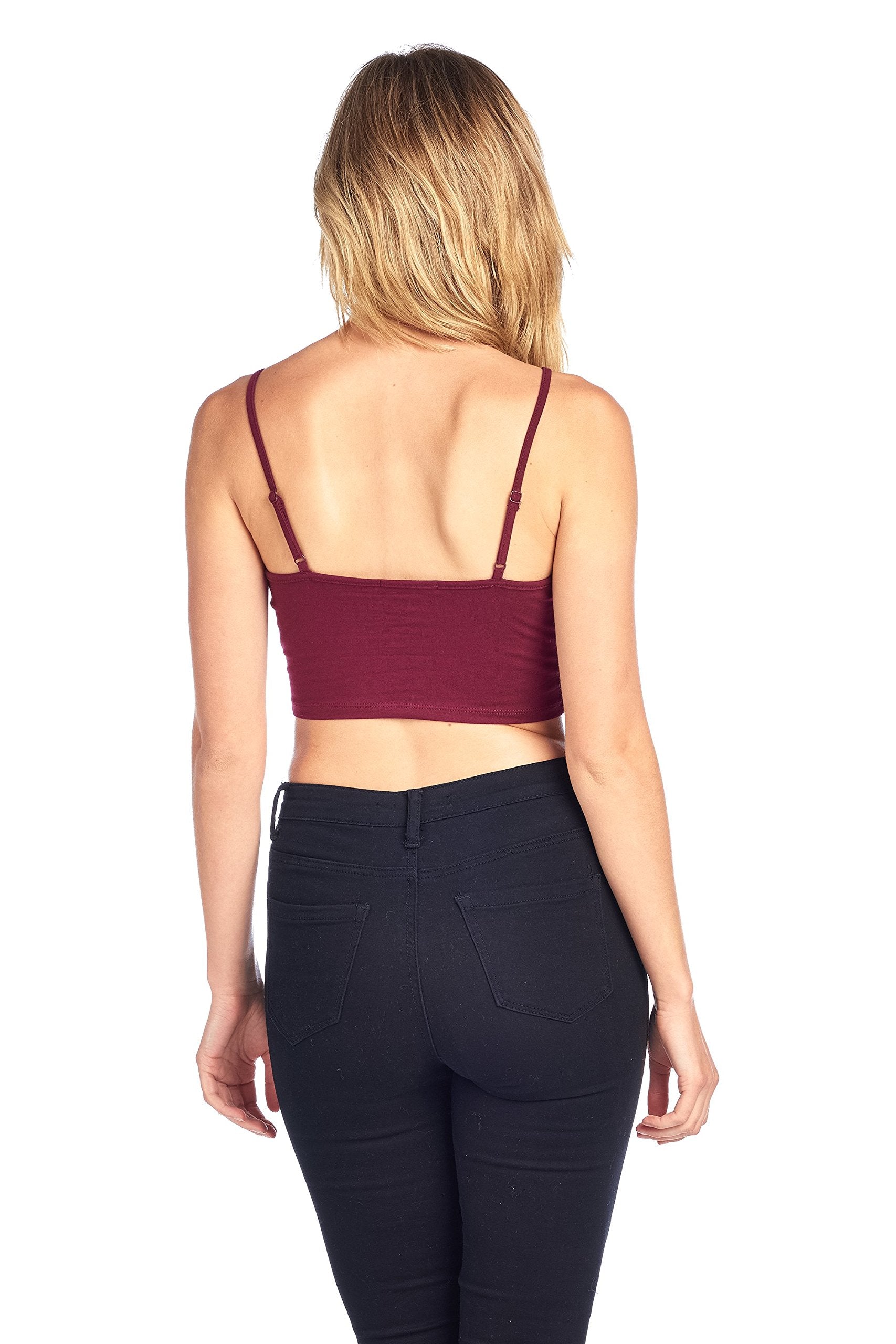 Plain Casual Stretch V Neck Caged Strappy Cami Bralette Crop Top