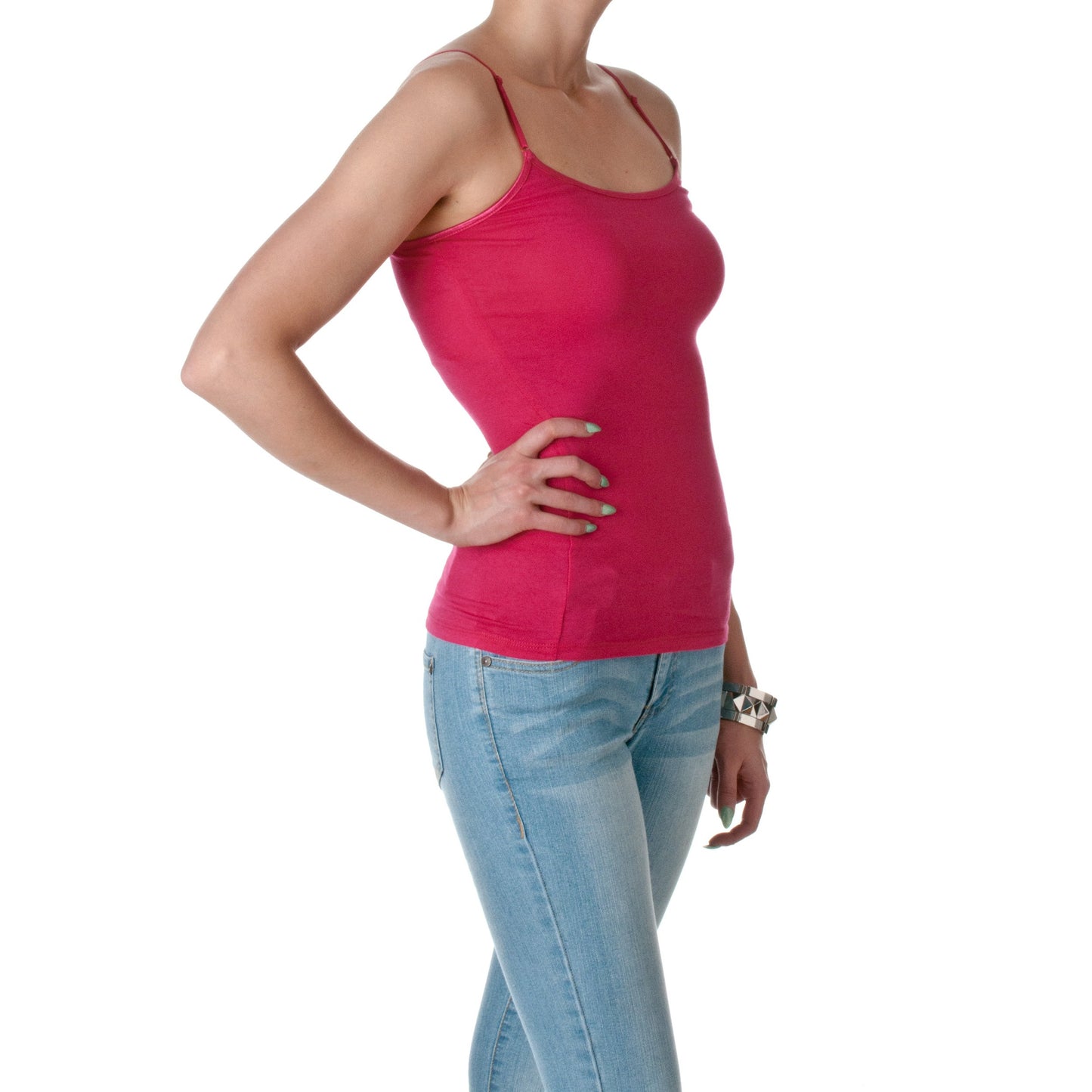 Hollywood Star Fashion Regular Length Spaghetti Strap Tank Top Camis Basic Camisole Cotton Plain Solid Color1