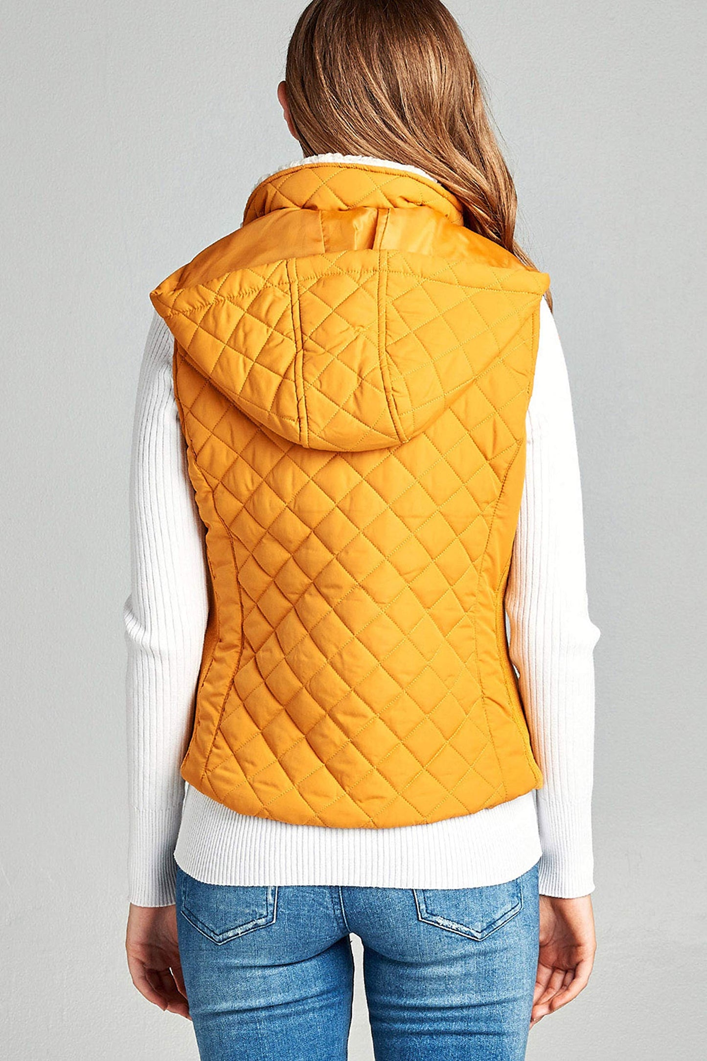 Khanomak Women's Shearling Lined Quilted Padding Hoodie Vest
