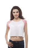 short sleeve color block crop top