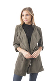 Asymmetrical Utility Jacket with Hoodie and Drawstring to the Front