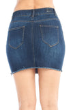 Women's Casual Classic Basic High-Rise Denim Jean Stretch Frayed Hem Body Con Mini Skirt