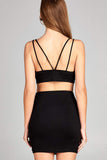 Women's Basic Casual Front Strap Bustier Detail Cami Crop Top