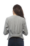 Long Sleeve Classic Solid Woven Blazer with Back Zipper Detail