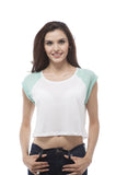 short sleeve color block crop top