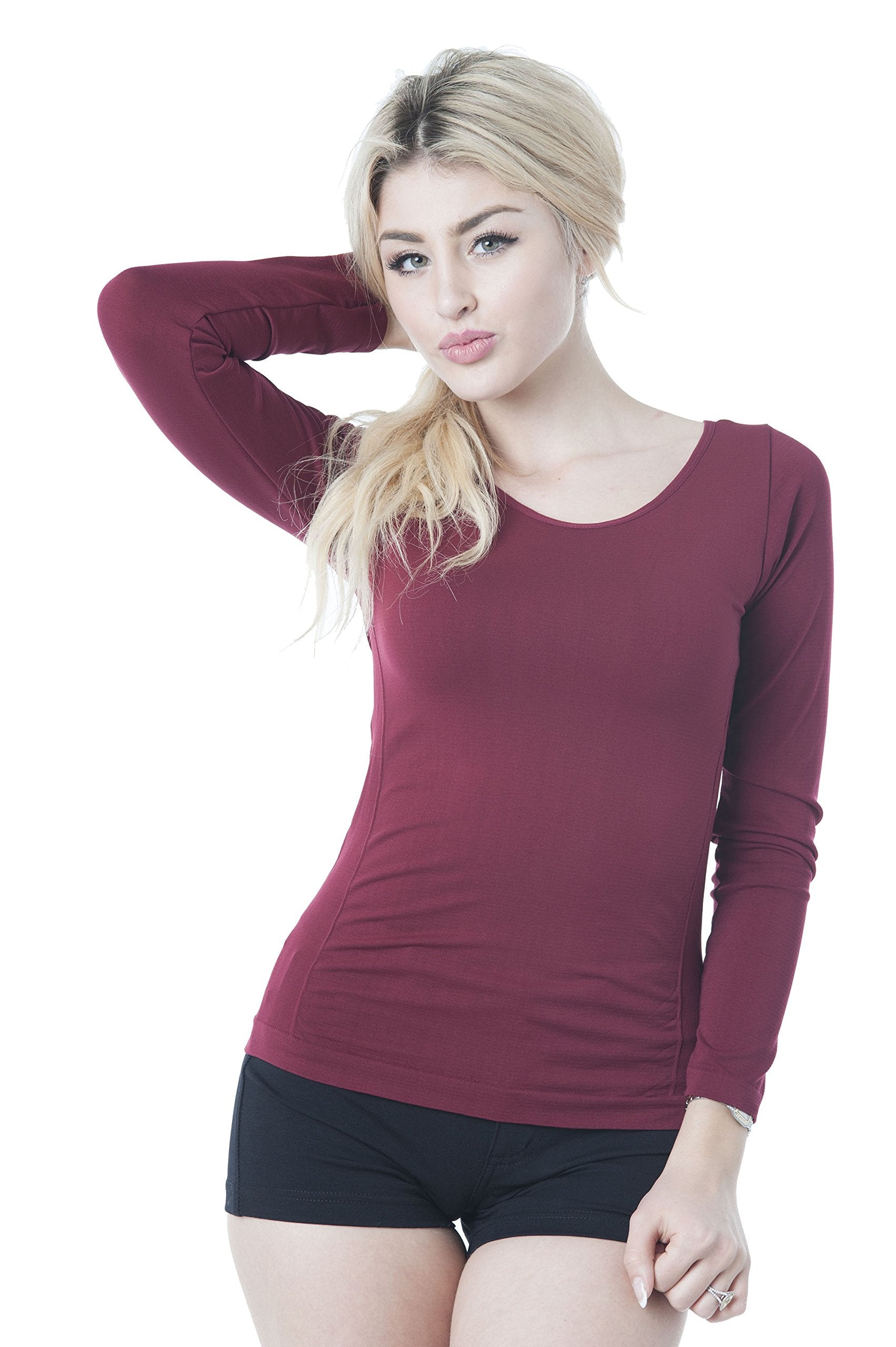 Long Sleeve Rounded Scoop Neck One size Top