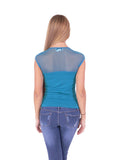 Sleeveless Stretch Shirt with Mesh Top Fitted One Size