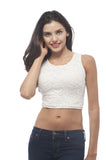 Hollywood Star Fashion Sleeveless Lace Crop Top With Zipper On Back