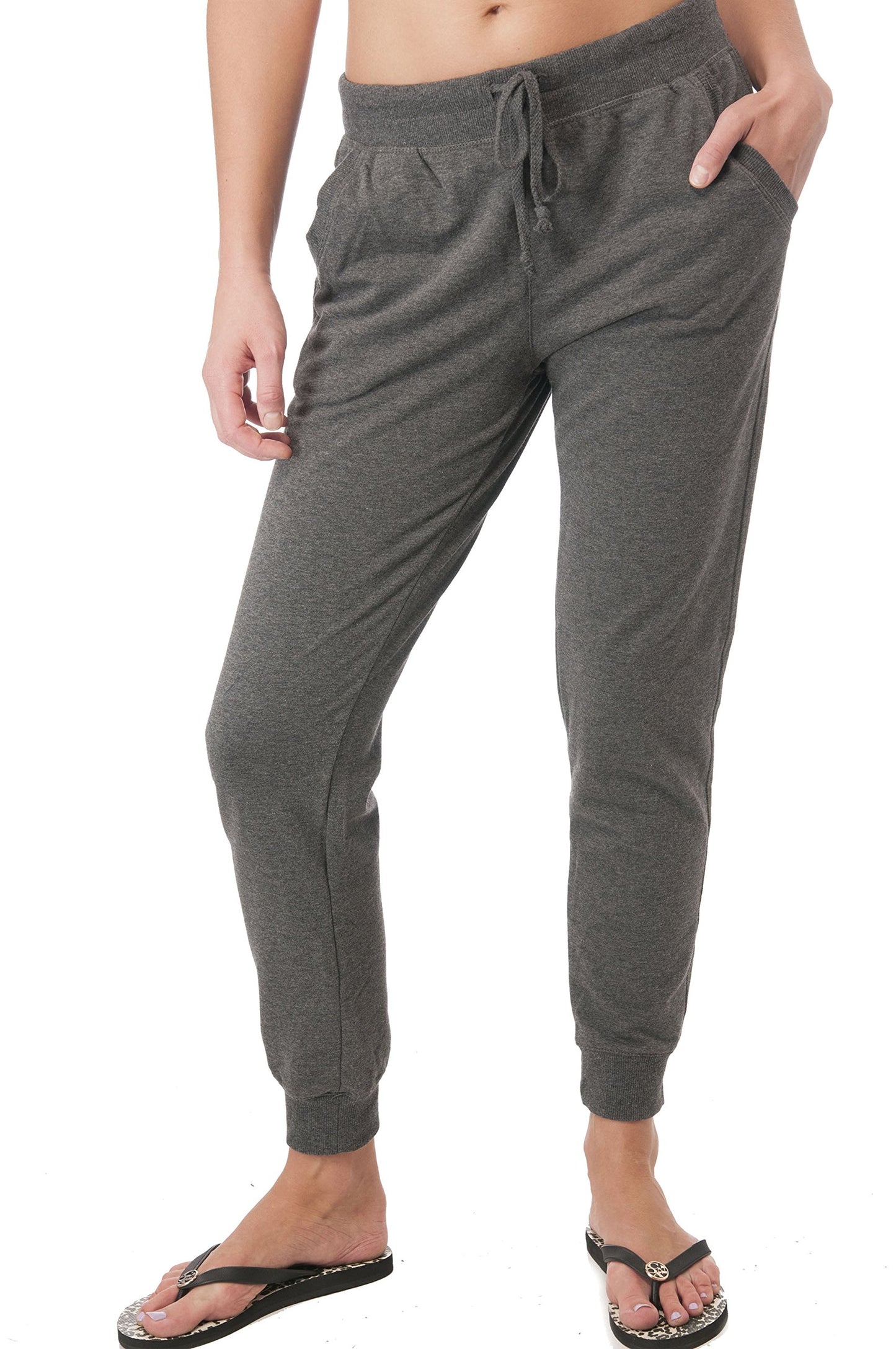 Drawstring French Terry Joggers/ Jogging Pants With Front Pockets
