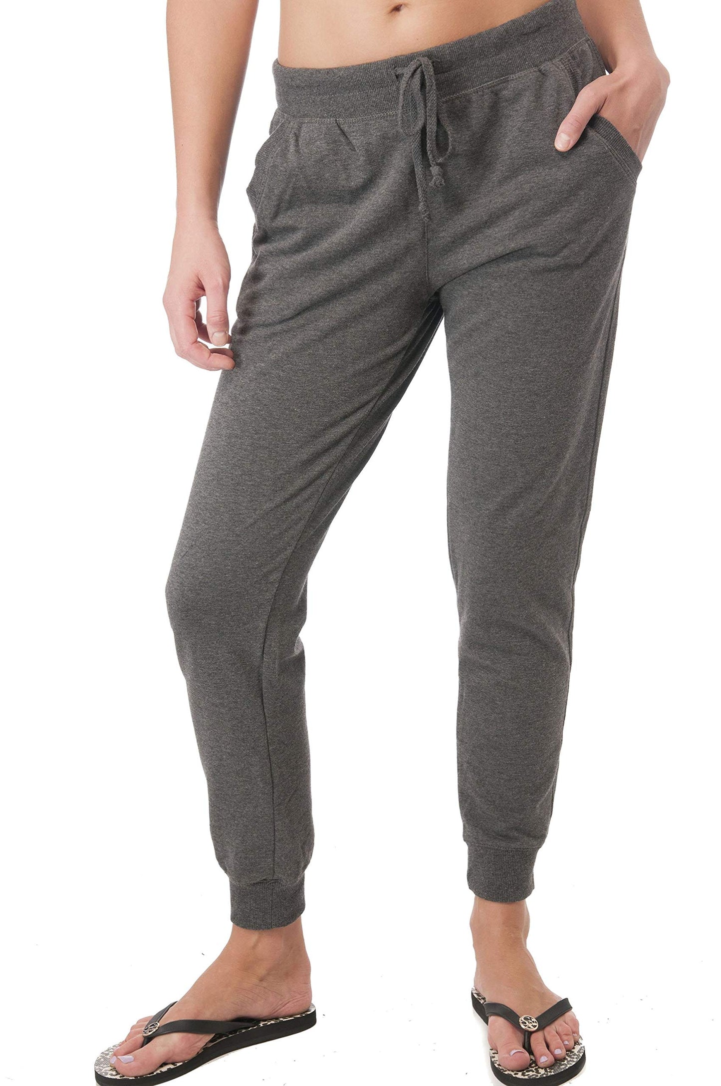 Khanomak Womens Drawstring with Front Pockets Casual French Terry Joggers Pants