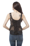 Sleeve Less Sequin lace Ribbon Back Peplum top