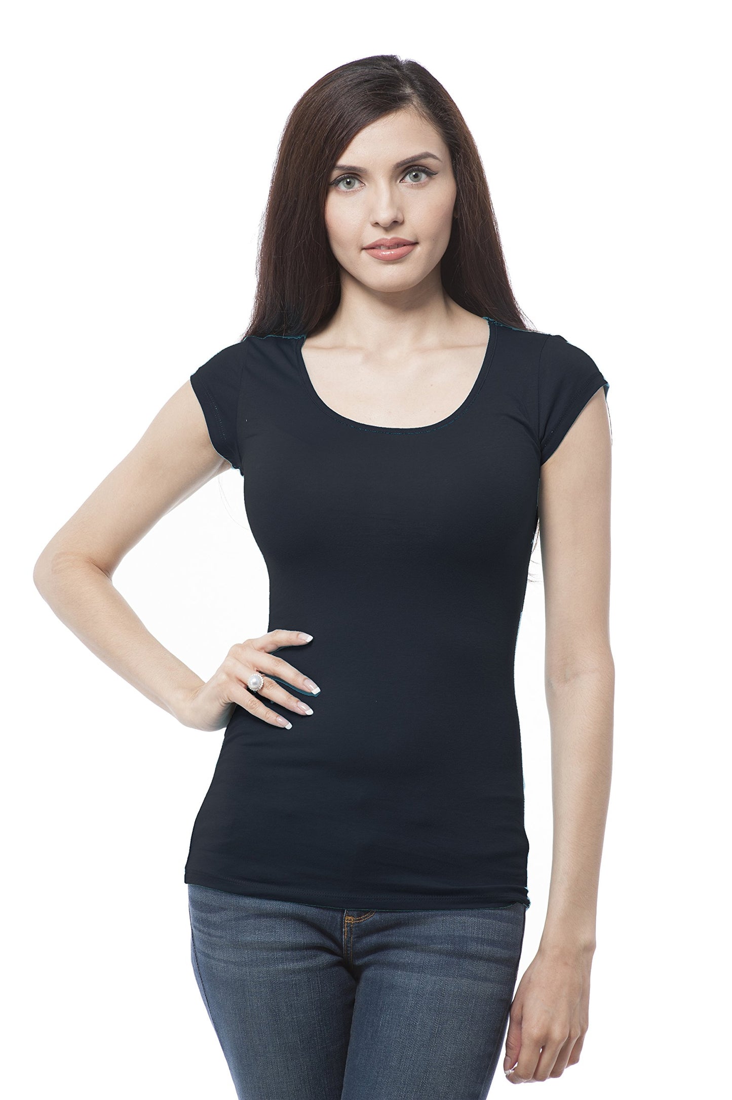 Women's Short Sleeve Basic Cotton Span Top Crop Back