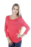Hollywood Star Fashion Women's Long Sleeve Ruched Shirring Side Dolman Tunic Top