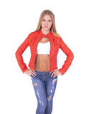 Hollywood Star Fashion Women's Zip Front and Pockets Leather Biker Jacket