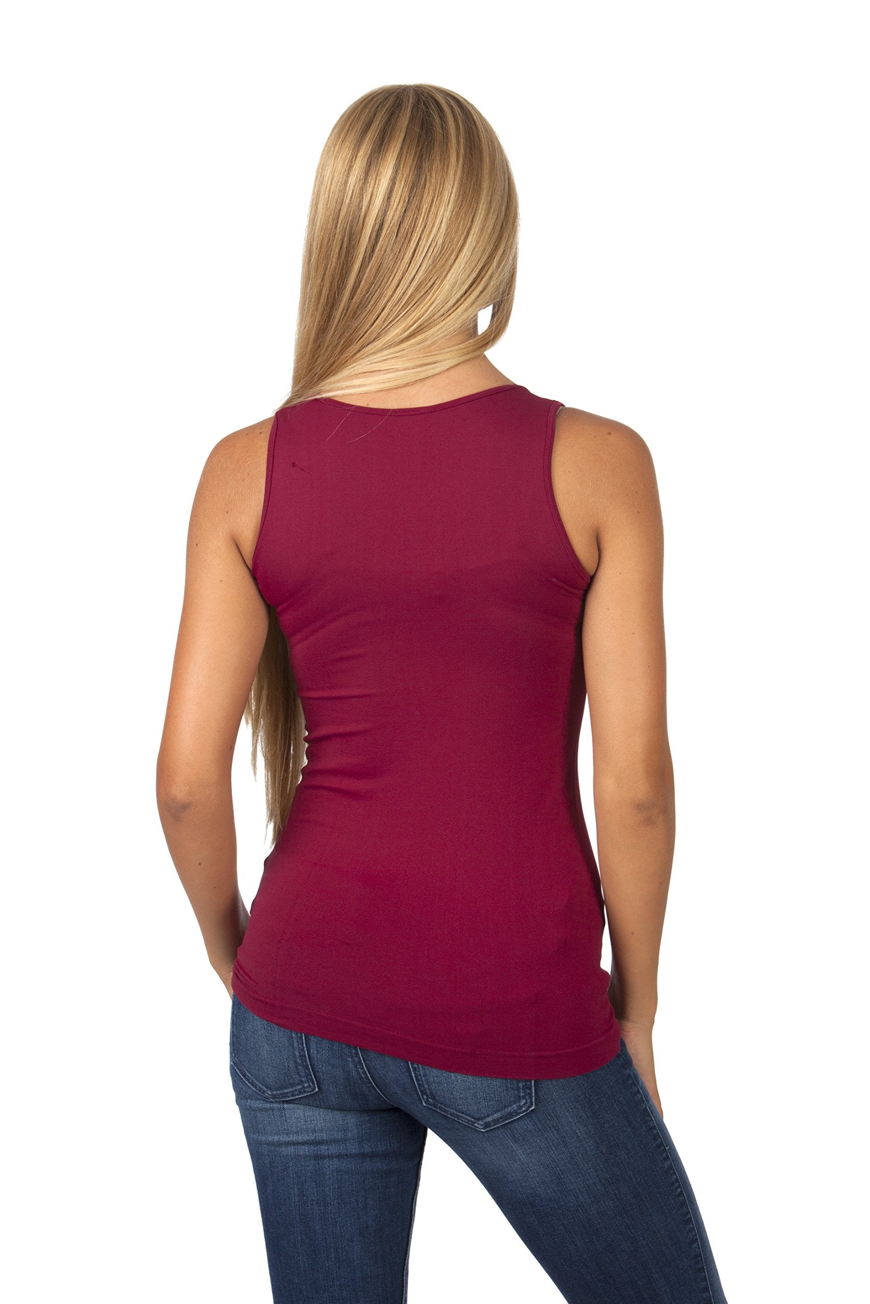 Hollywood Star Fashion Women's Long Stretch Tank Top Round Neck Full Back