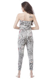 Tube top Printed Jumpsuit with Drawstrings on Waist