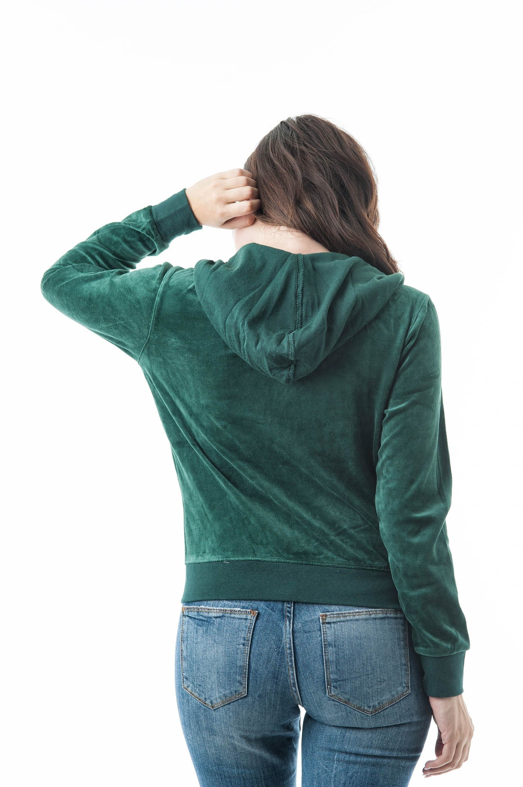 Velvet Velour Long Sleeve Drawstring hoodie Front Pockets Sweater Jacket