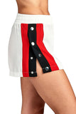 Khanomak Elastic Waist Snap-On With Side Contrast Button Tearaway Light Weight Shorts