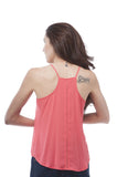 Double layered spaghetti strap tank top with crochet trim on back