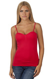 Seamless Women's Cami with padded bra cup and Detachable spaghetti straps Top
