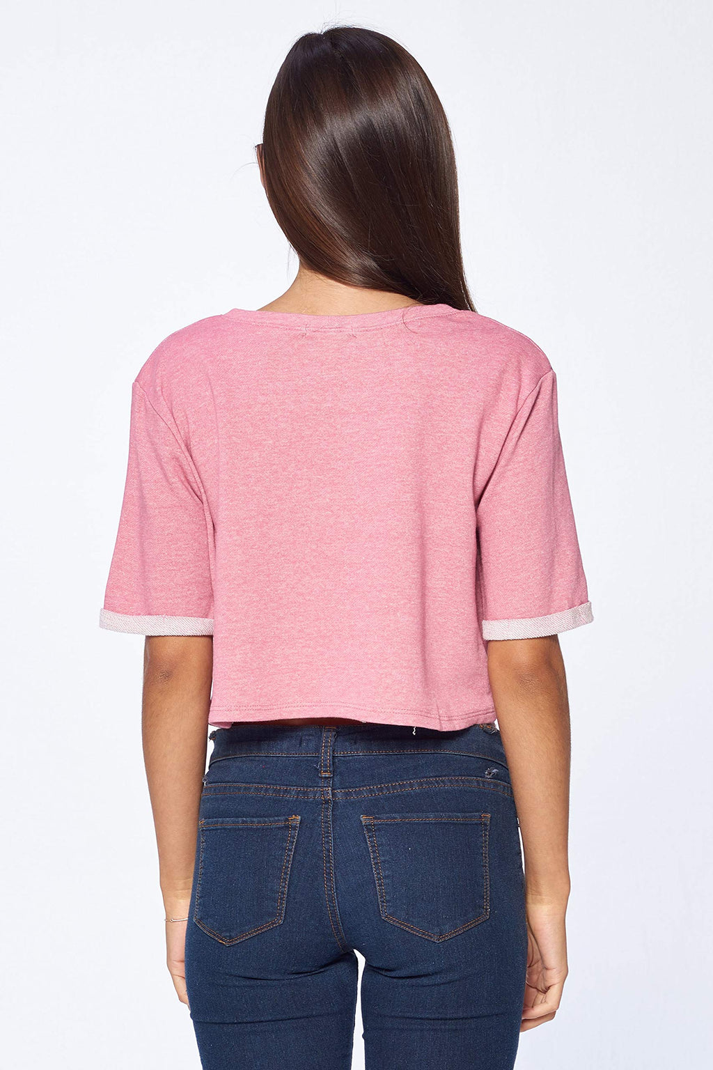 Khanomak Women's Short Sleeve Crewneck Front Pocket Sweater Top
