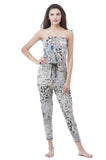 Tube top Printed Jumpsuit with Drawstrings on Waist